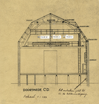 202618 Doorsnede van het toneel van de schouwburg op het Vredenburg te Utrecht, met aanduiding van de hijsconstructie.